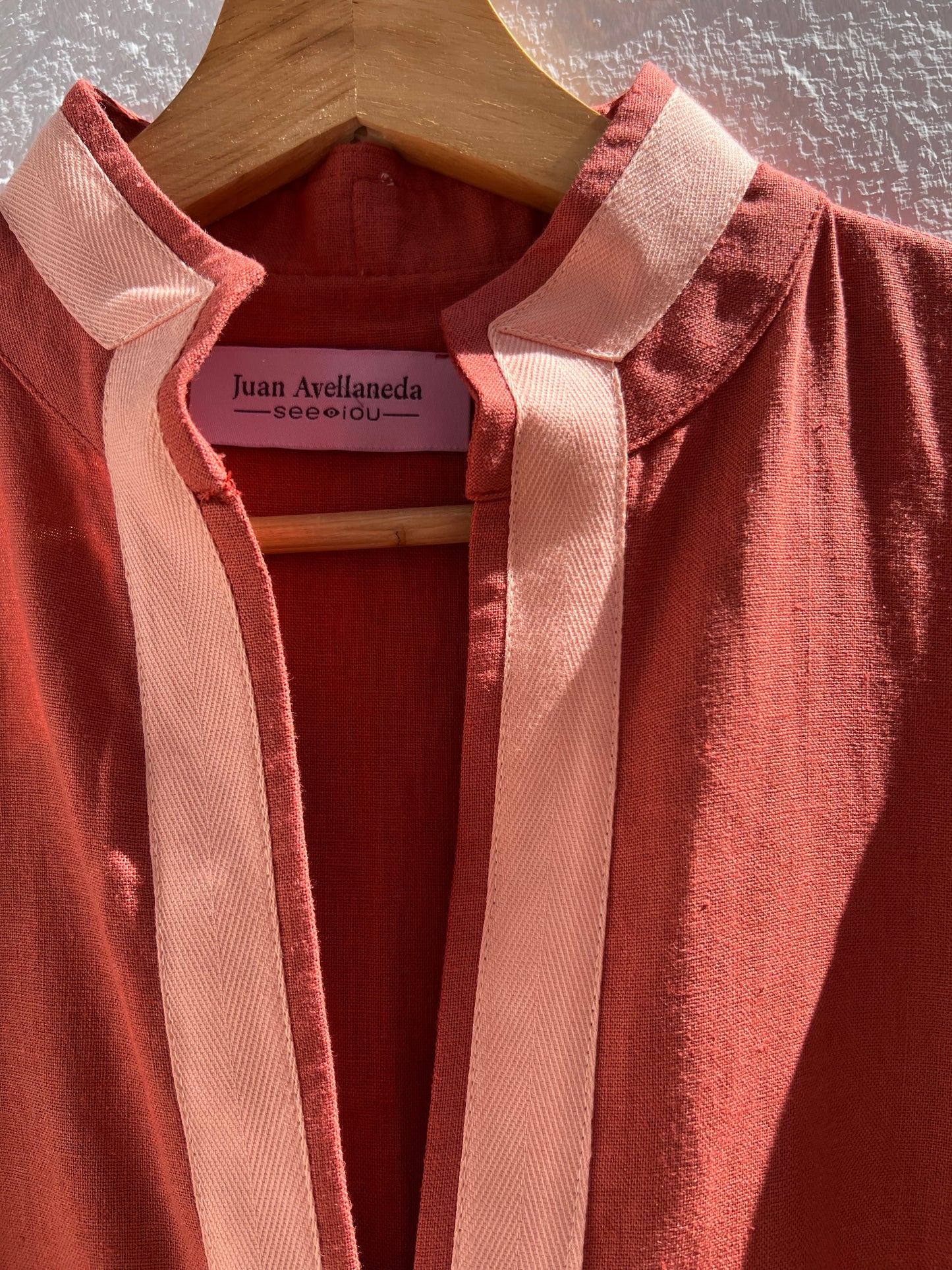 JUAN AVELLANEDA BY SEE IUO. Vestido teja lino T.m