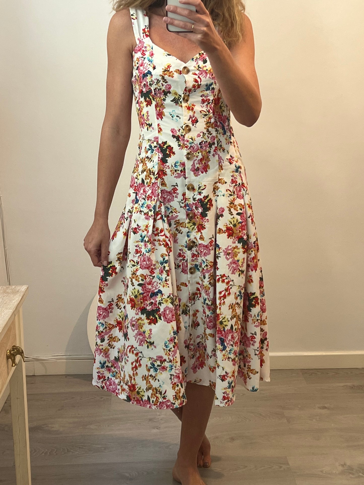 MANGO. Vestido midi flores T.m