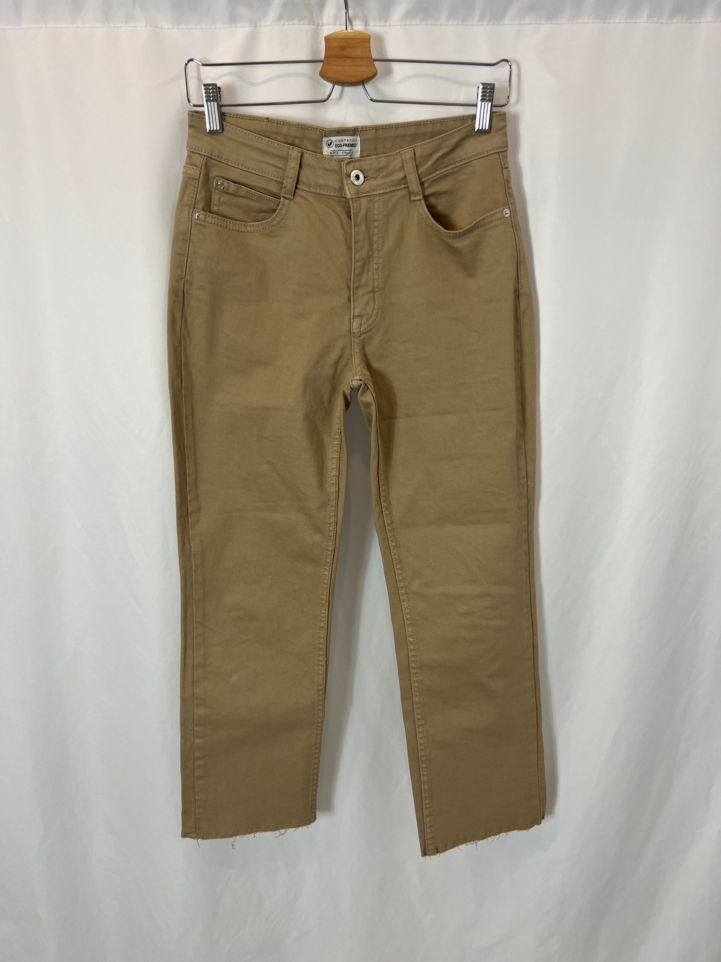 CORTEFIEL. Dark beige straight-leg denim. Size 36