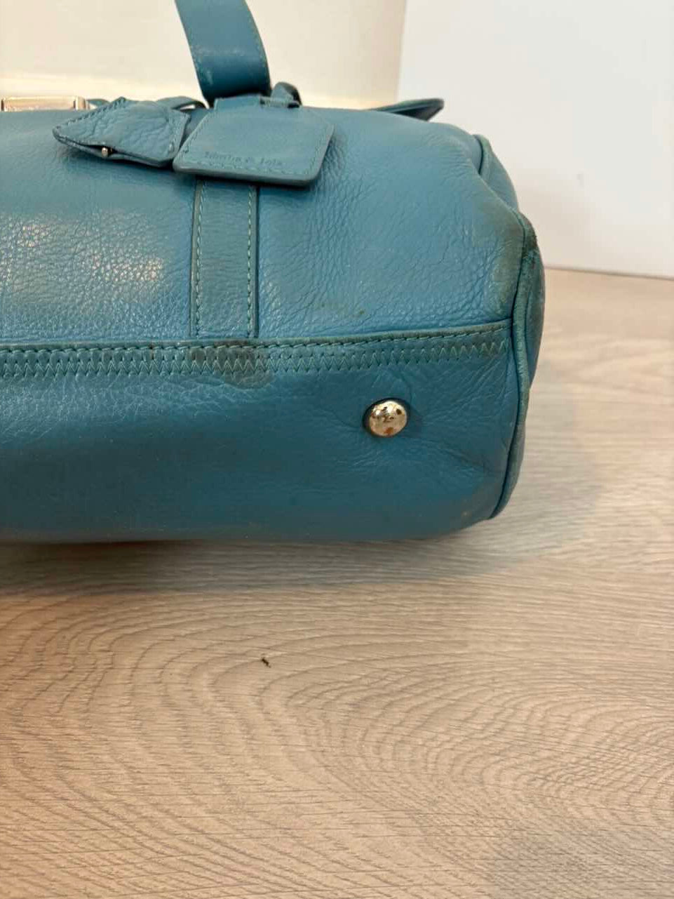 BIMBA Y LOLA. Bolso asa corta piel turquesa