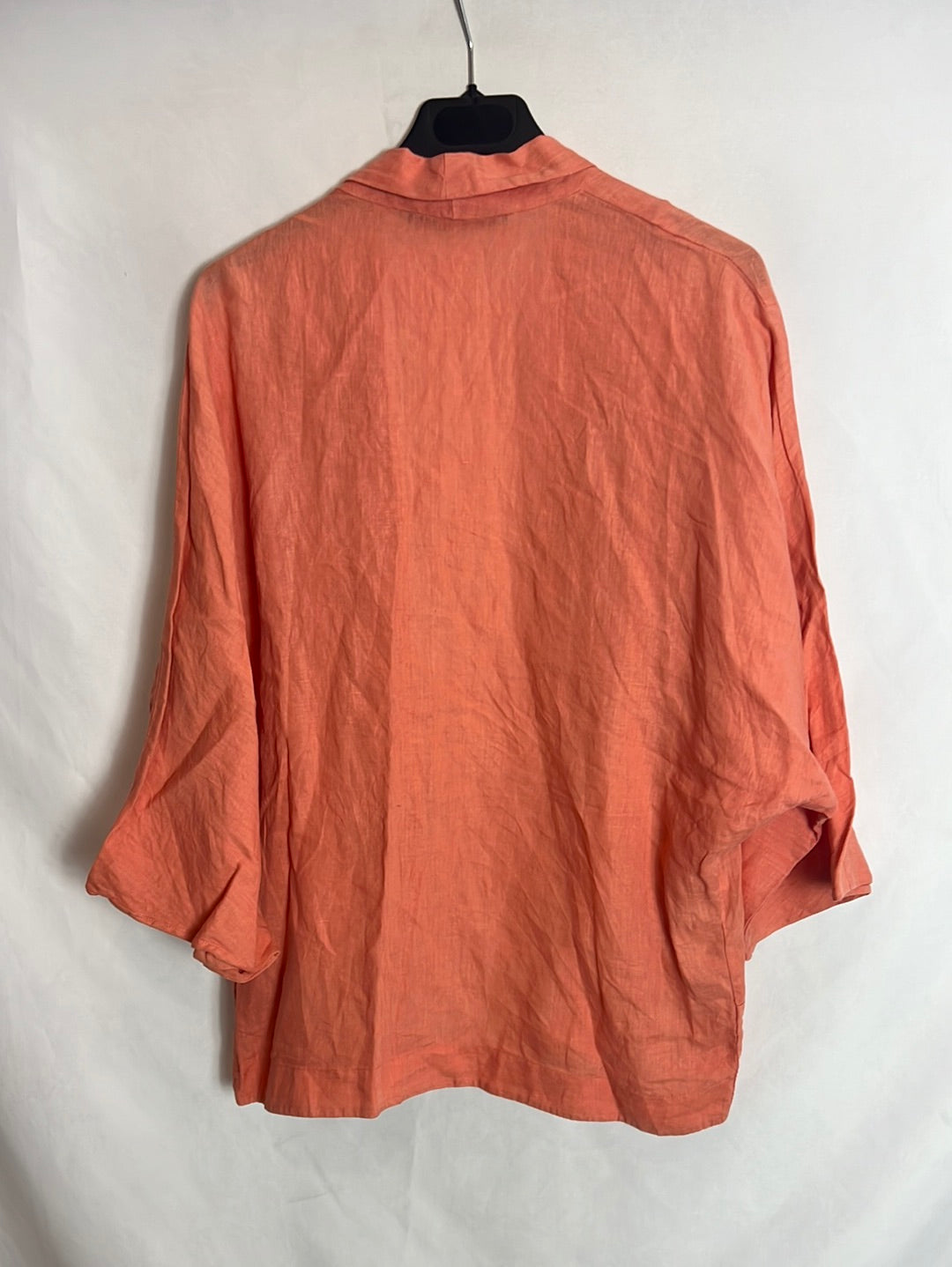 ZARA. Salmon-colored kimono-effect linen jacket. TM