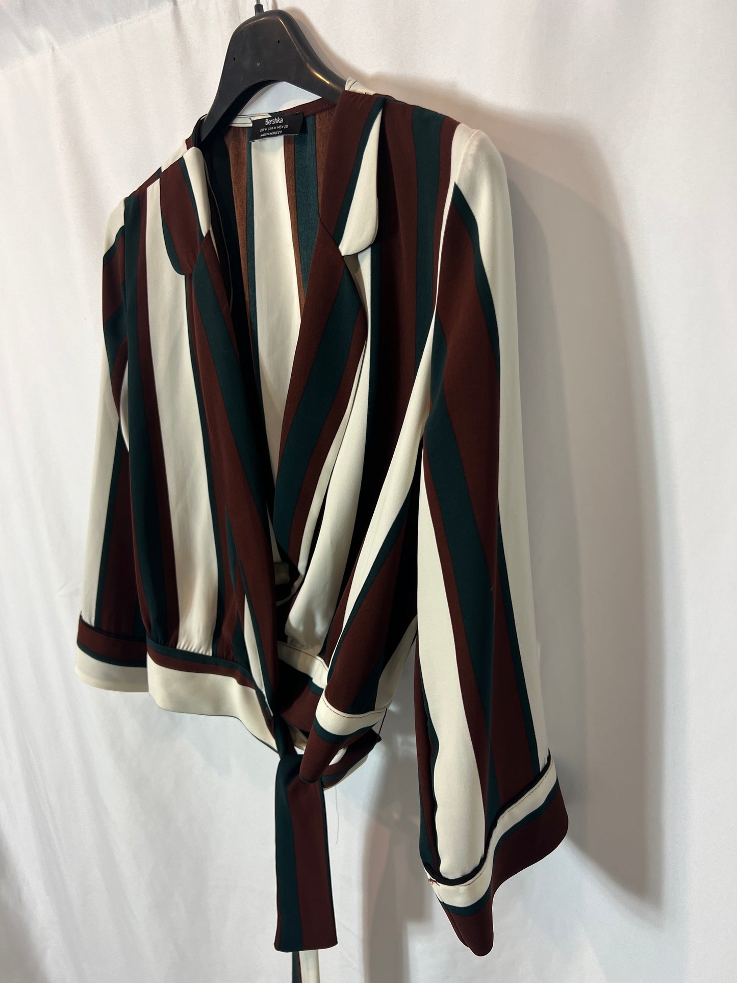 BERSHKA. Striped wrap blouse. TM