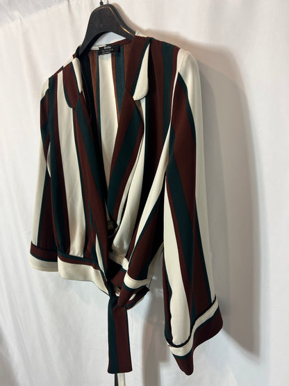 BERSHKA. Striped wrap blouse. TM