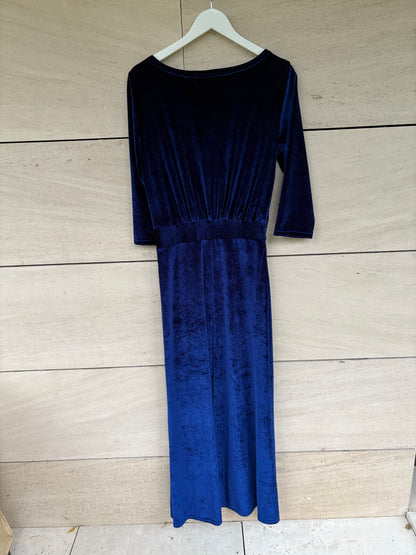 OTRAS. Vestido largo terciopelo azul