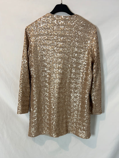 HAKEI. Blazer beige lentejuelas T.l