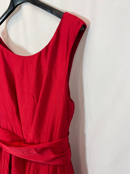 MOSCHINO. Vestido midi rojo  satinado. T M (s)