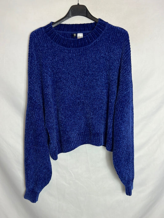 H&M. Jersey azul aterciopelado T.m