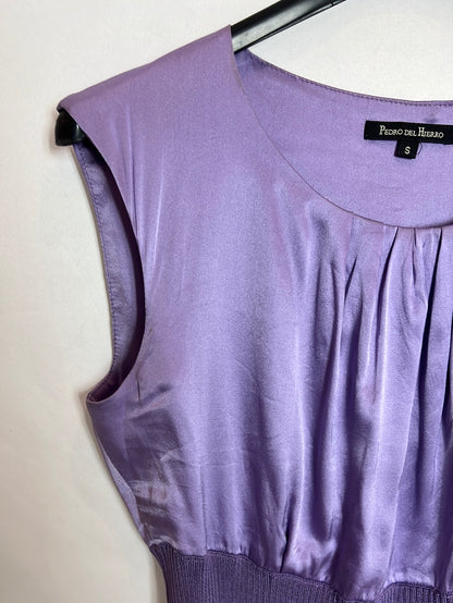 PEDRO DEL HIERRO. Purple double-textured top. TS