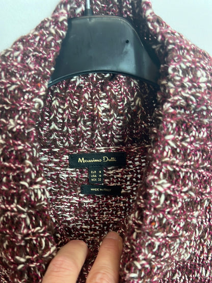 MASSIMO DUTTI. Jersey burdeos jaspeado largo. T M