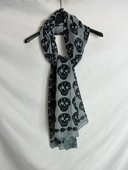 OTHER. Blue-grey skull scarf.
