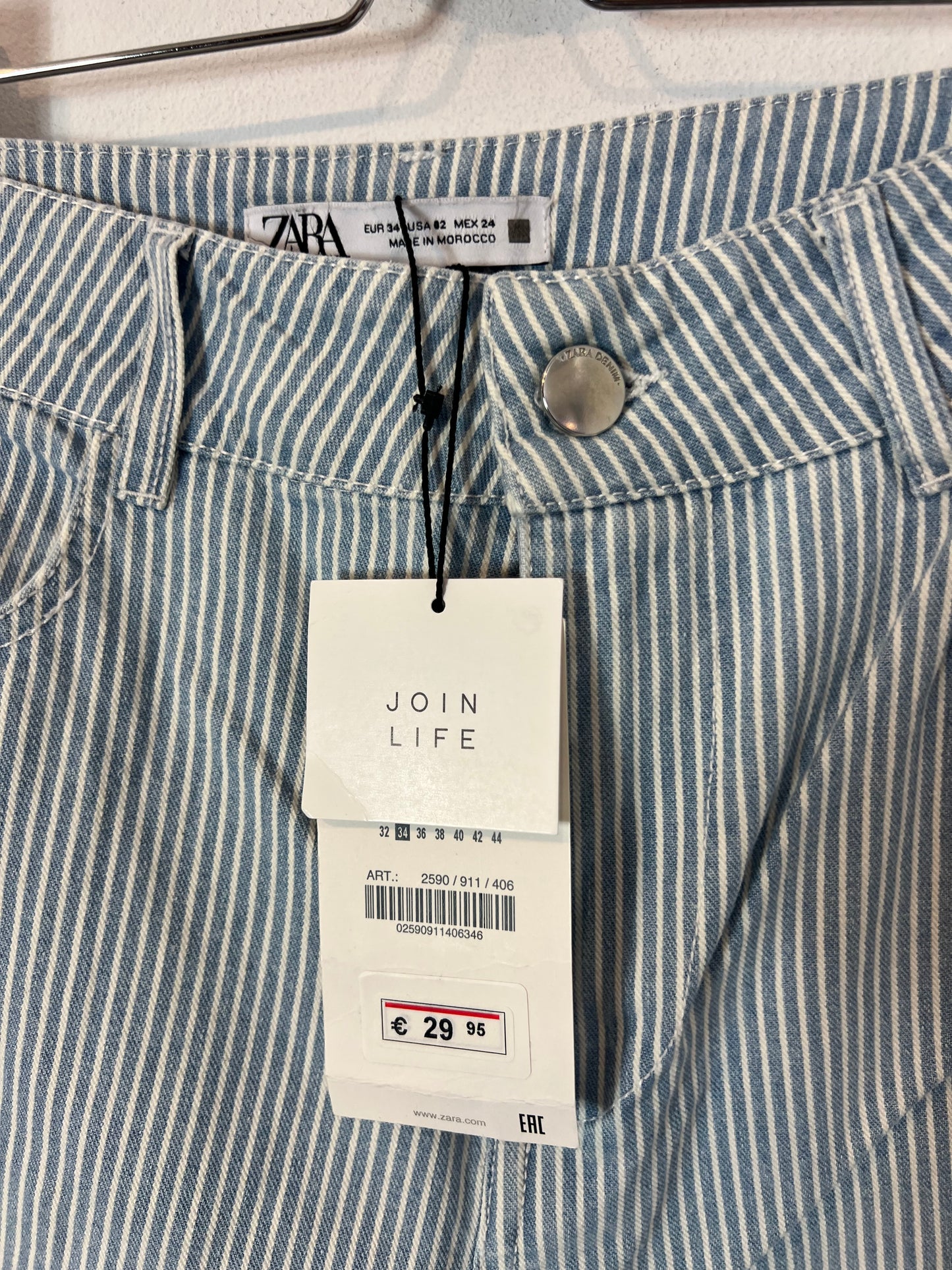 ZARA. Denim culotte claro rayas. T 34