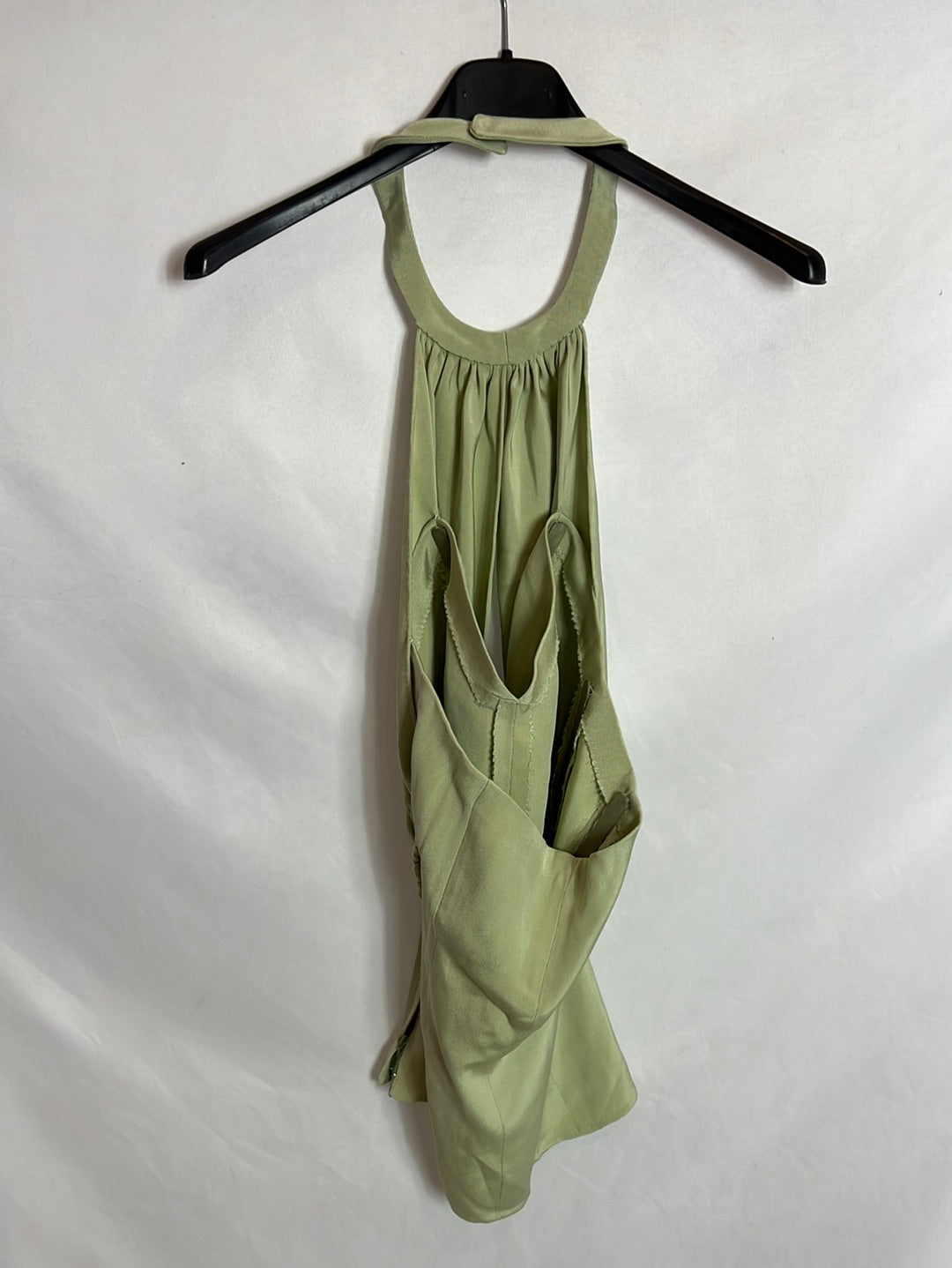 OTHERS. Green satin halterneck top. TS