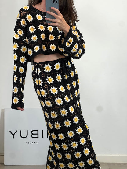 ZARA. Conjunto top y falda croché