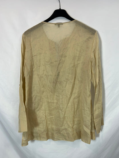 MASSIMO DUTTI. Blusa ramio beige lazada. T S