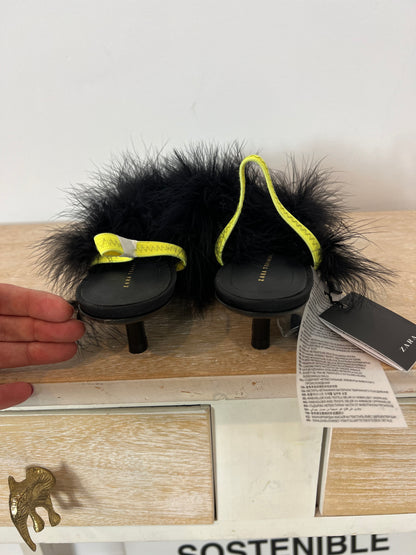 ZARA. Black open-heel fluorescent sandal. Size 39