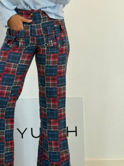 JOSEPHINE. Checkered cotton trousers with pocket detail. TS