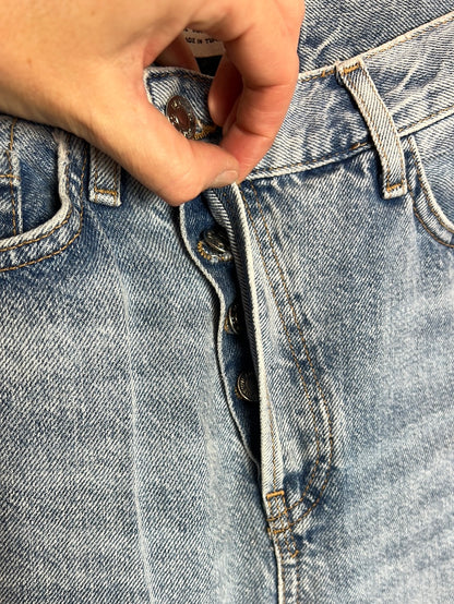 PRIMARK. Button-down denim with tights. Size 34