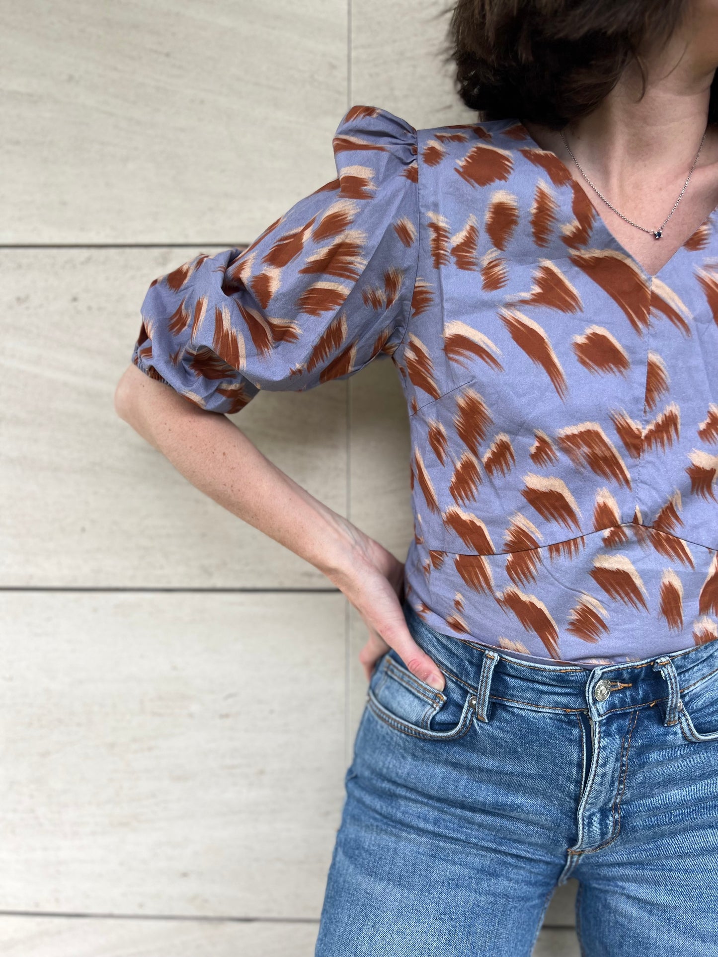 MIMOKI. Top morado estampado  T.s/m