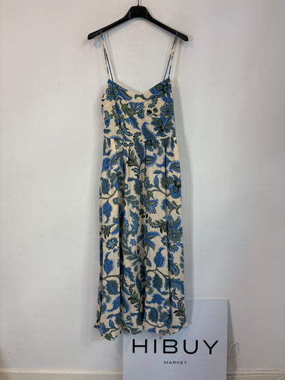 ZARA. Vestido midi estamapdo azules. T S