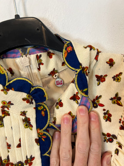 CELIA. Beige corduroy floral Ts dress