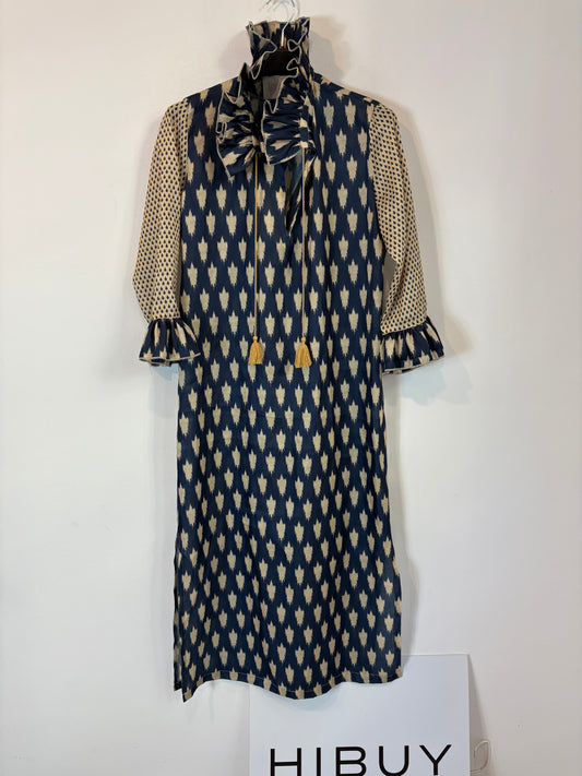 BYAN. Vestido largo azul estampado T.s