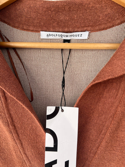 ADOLFO DOMINGUEZ. Vestido marrón punto T.m