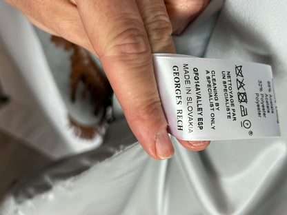 GEORGES RECH. Total look gris jaspeado y flecos en piel. T 36