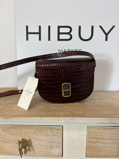 SEZANE. Bolso burdeos cocodrilo