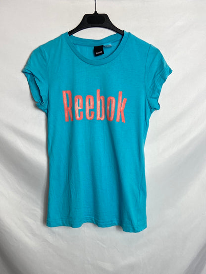 REEBOK. Blue logo T-shirt. XS