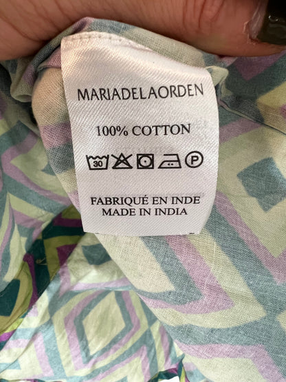 MARIA DE LA ORDEN. Total look with retro green print TM (XS/S)