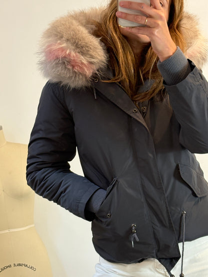 DUCIE. Parka gris pelo natural