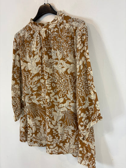 DES PETITS HAUTS. Blusa fluida estampado mostazas