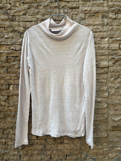 IRO. Top beige lino manga larga