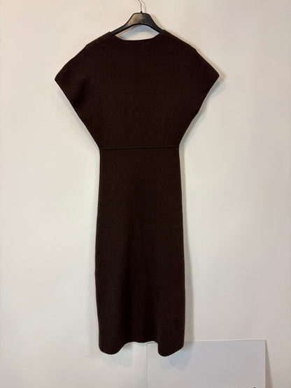 ZARA. Vestido midi marrón con lana