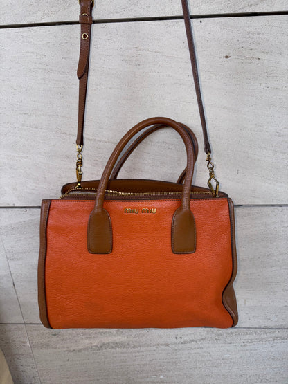 MIU MIU. Bolso tote piel bicolor