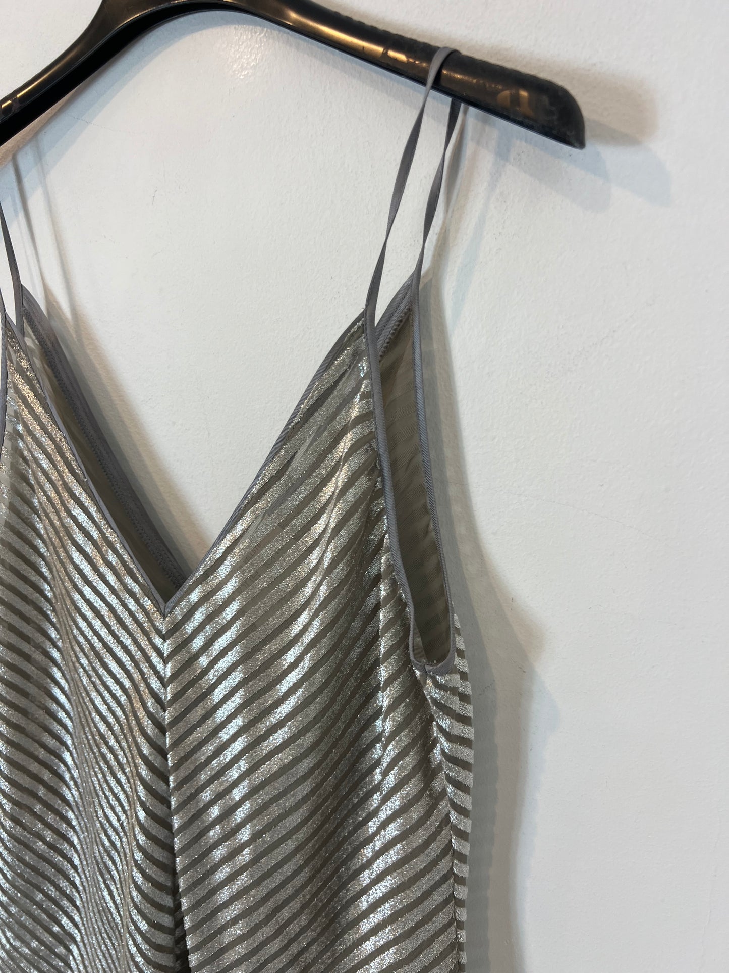 FORTE FORTE. Top plateado textura rayas T.u(s)