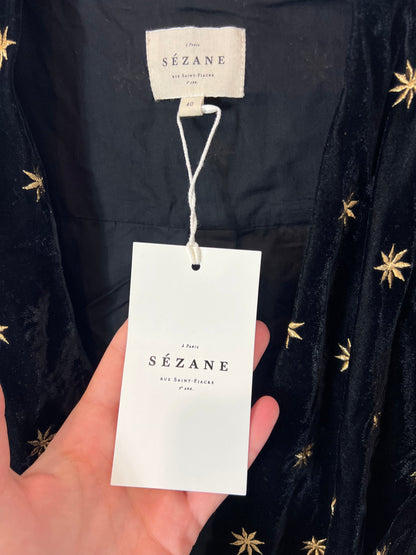 SÉZANE. Top negro terciopelo estrellas. T 40