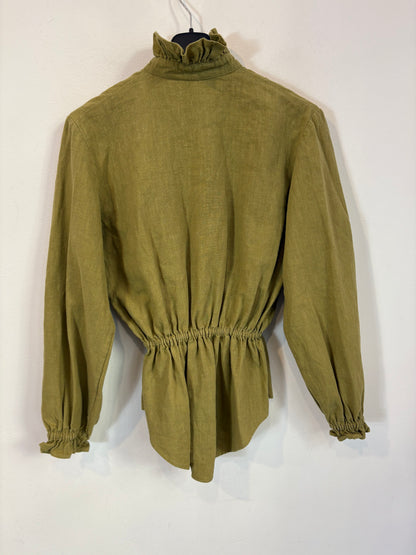 MARTINE LOVE. Blusa lino rustico verde