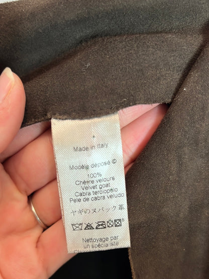 KENZO. Brown leather pareo-effect skirt. Size 42 (Tara)