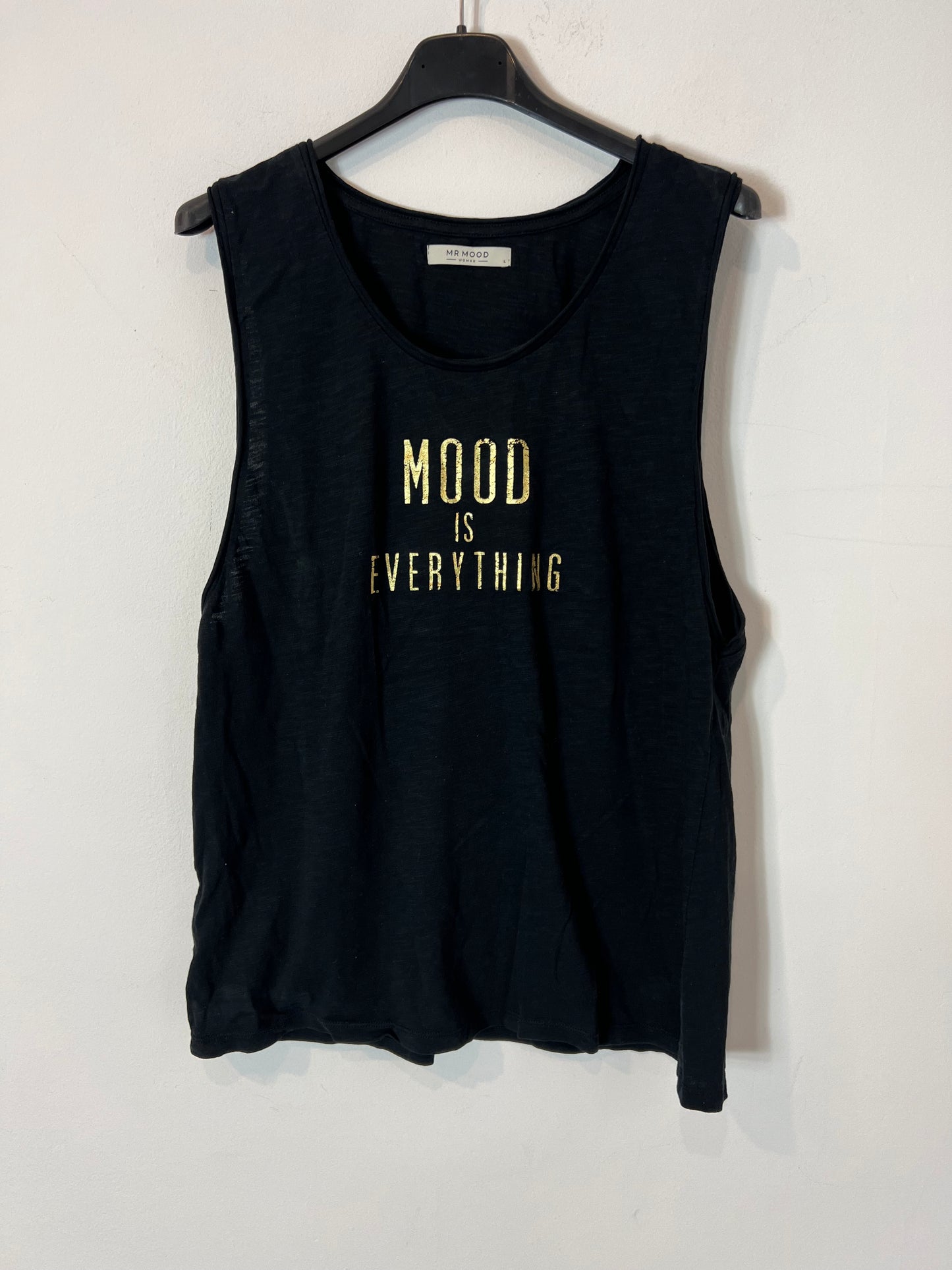 MR MOOD. Camiseta negra logo son mangas. T L