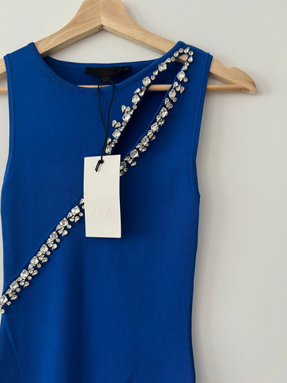 ZARA. Vestido punto pedrería