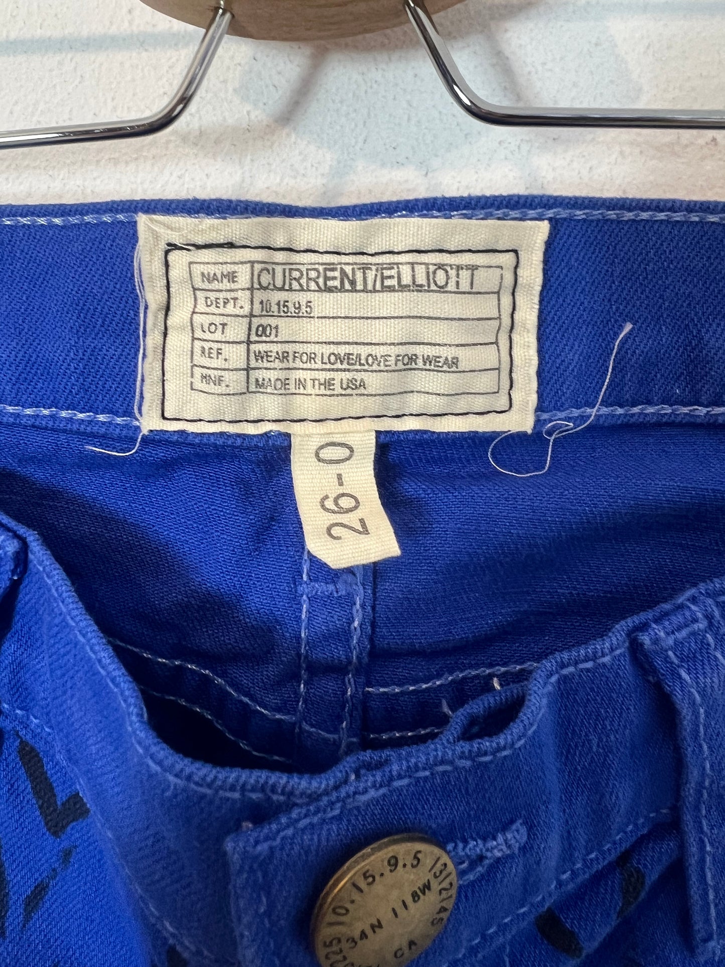 CURRENT ELLIOTT. Printed blue skinny denim. Size 26 (36)