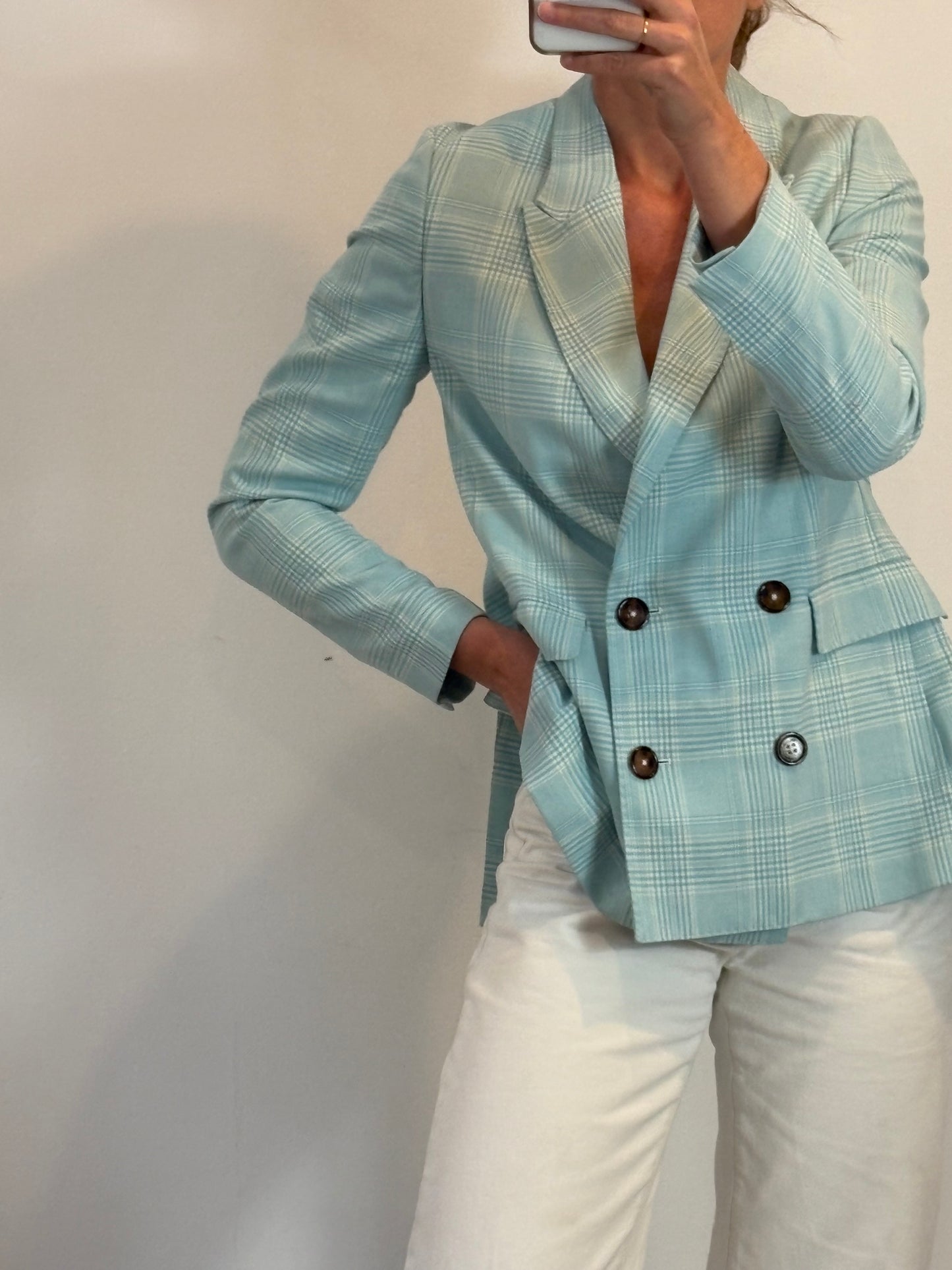 ESSENTIAL. Blue checked blazer, size 38