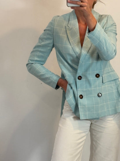 ESSENTIAL. Blue checked blazer, size 38