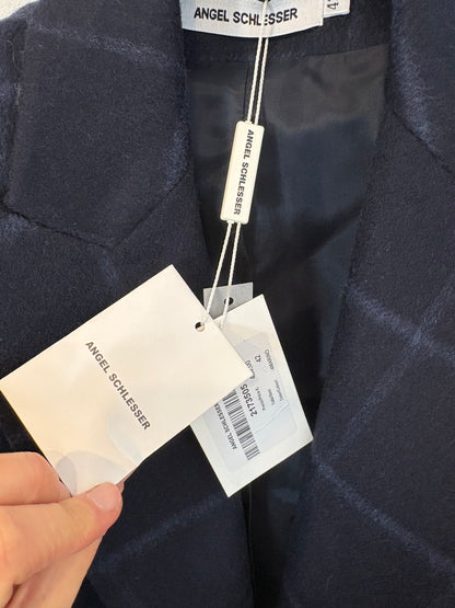 ANGEL SCHELESSER. Blazer azul cuadros lana