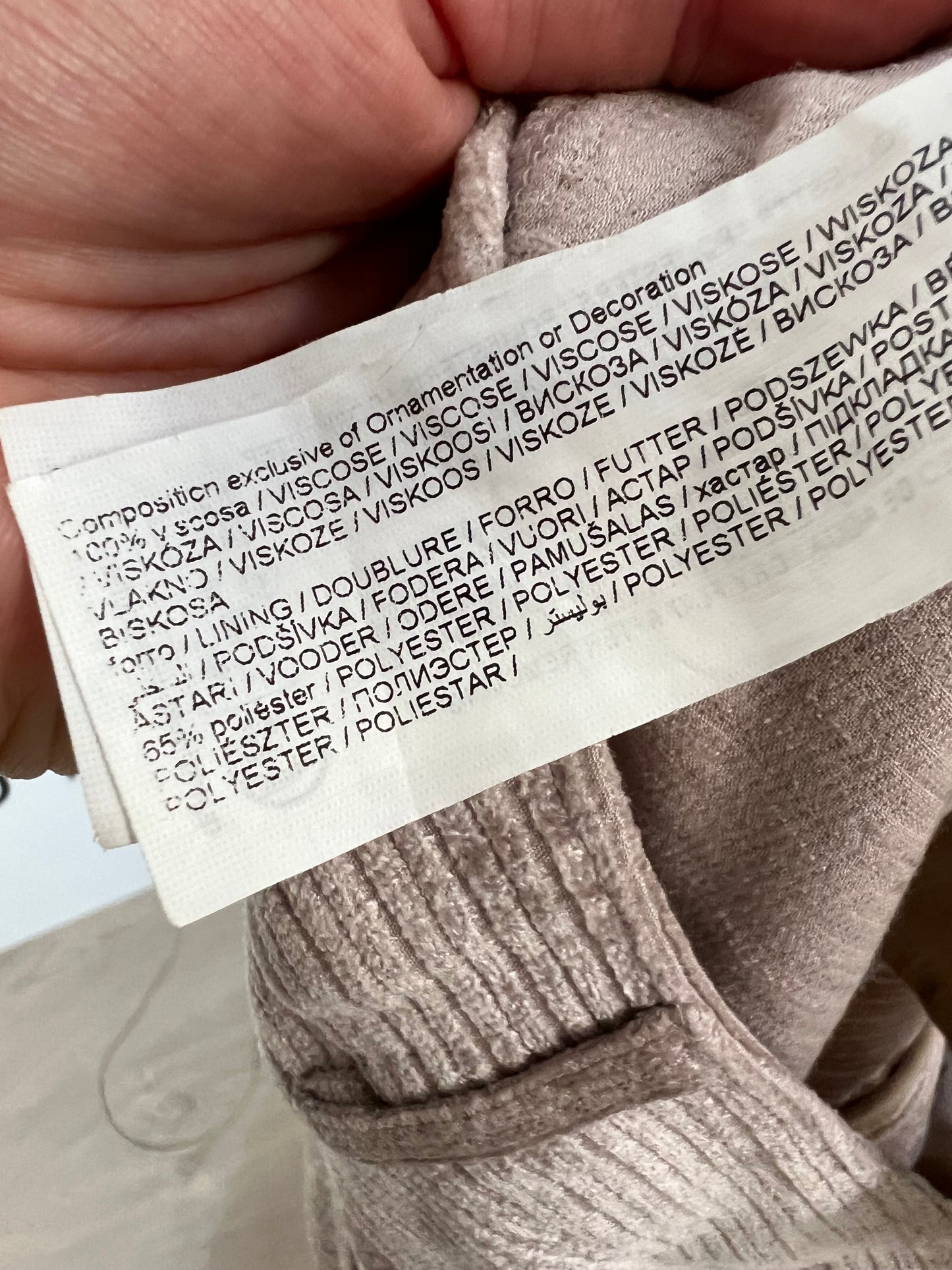 INTROPIA. Pantalón beige topo aterciopelado T.s