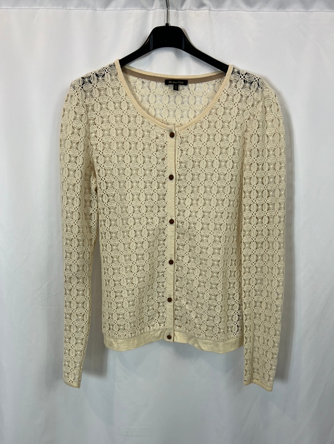 MASSIMO DUTTI. Chaqueta encaje color crudo. T M