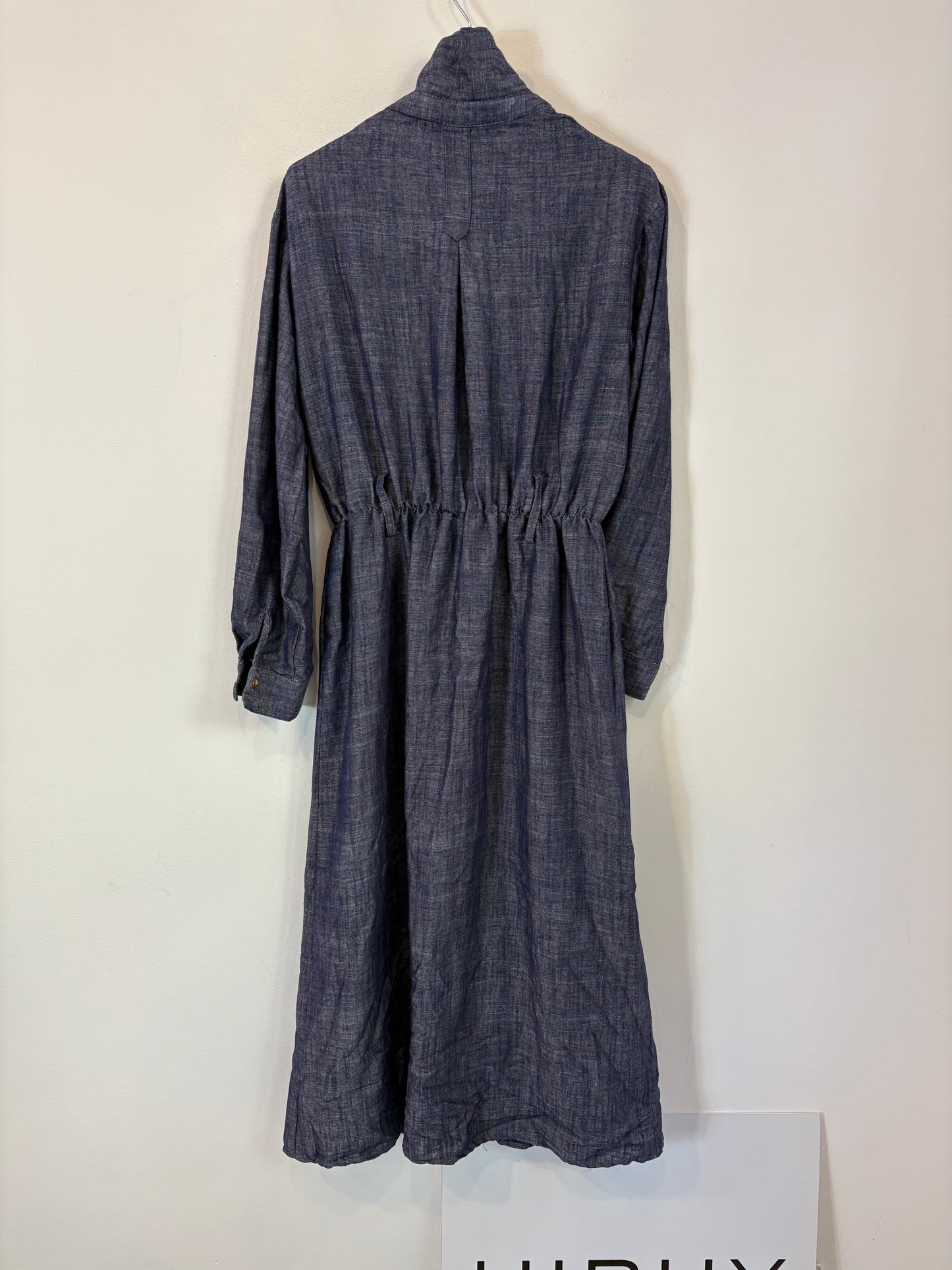 ZARA. Vestido largo denim ligero con lino. T S