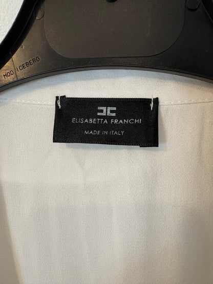 ELISABETTA FRANCHI. Top blanco aberturas/pechera