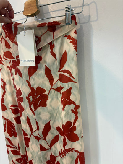 PEPPERMAYO. Vestido largo palabra de honor estampado